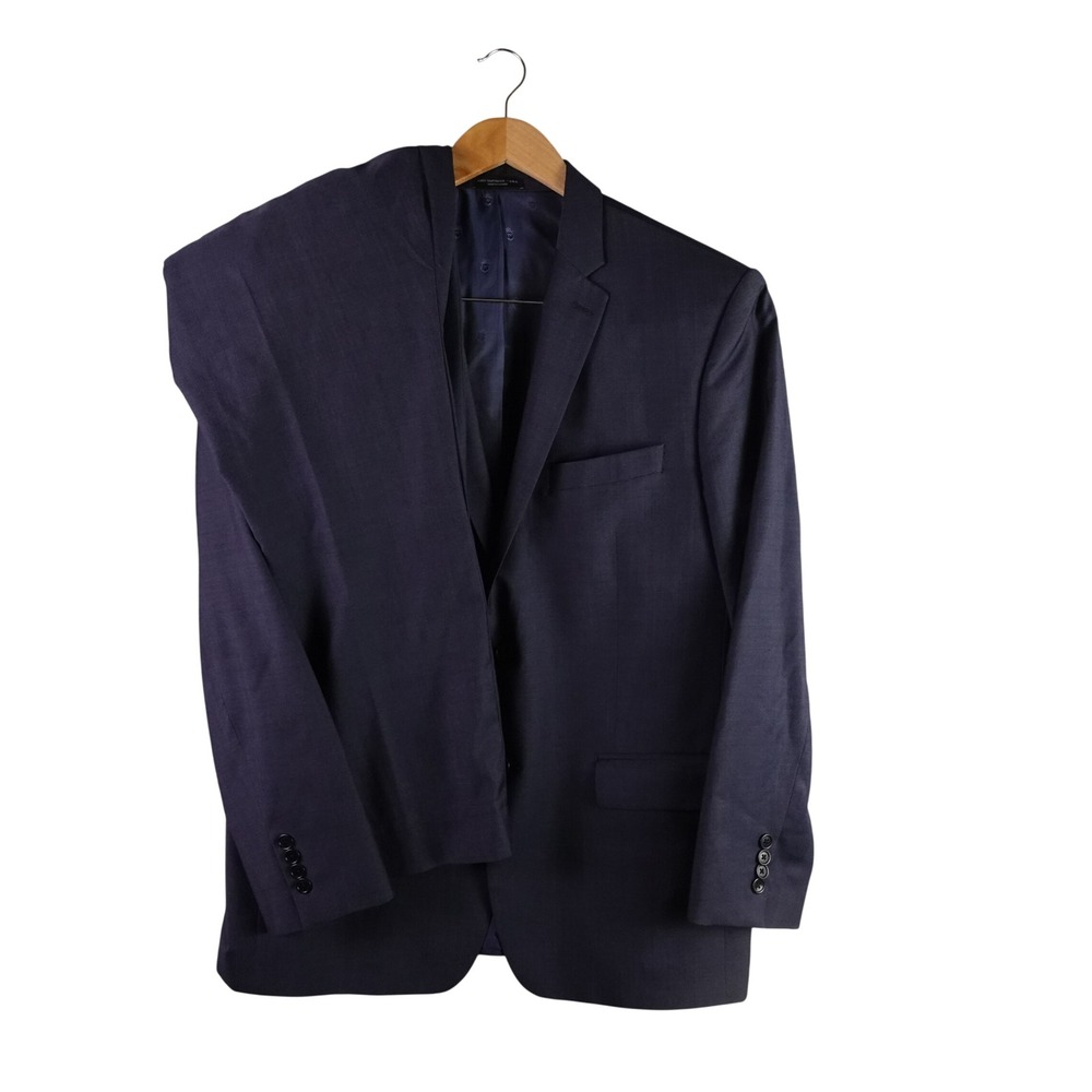 John Varvatos USA Mens 44R 100% Wool 2 Button‎ Suit Navy Blue Made in Canada